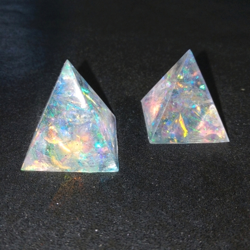 Iridescent crystal ice resin pyramids home office decor figurines collectibles